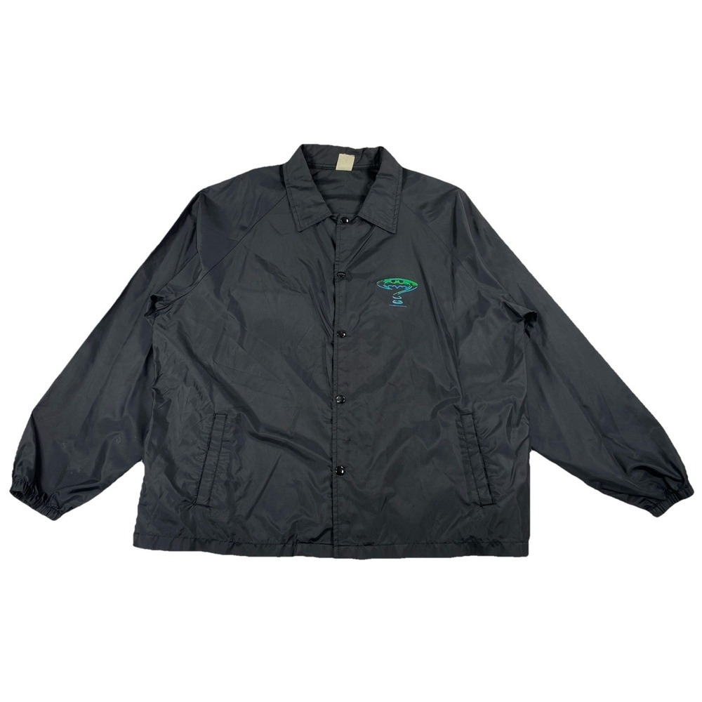 Vintage 1995 Batman Riddler Nylon Snap Jacket Black Windbreaker Adult XL *Flawed